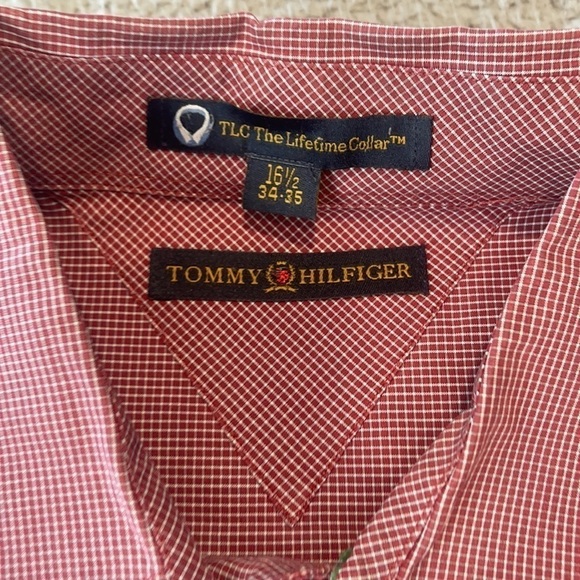 Tommy Hilfiger Men's Check Button Down Size 16 1/2 34-35 Red TLC - Picture 6 of 12